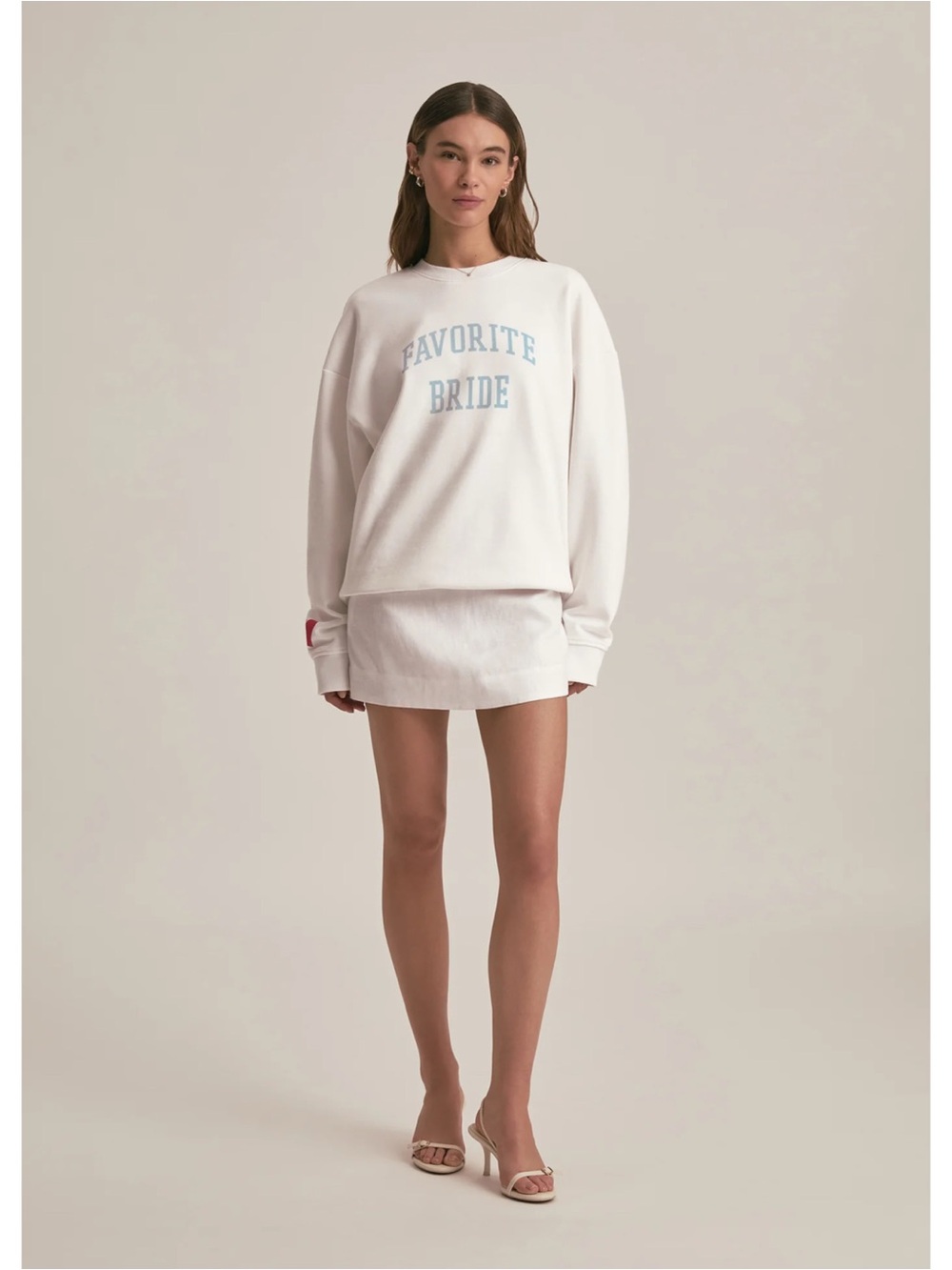 NWT Favorite Daughter Favorite Bride Boyfriend Sweatshirt in White - Picture 4 of 14